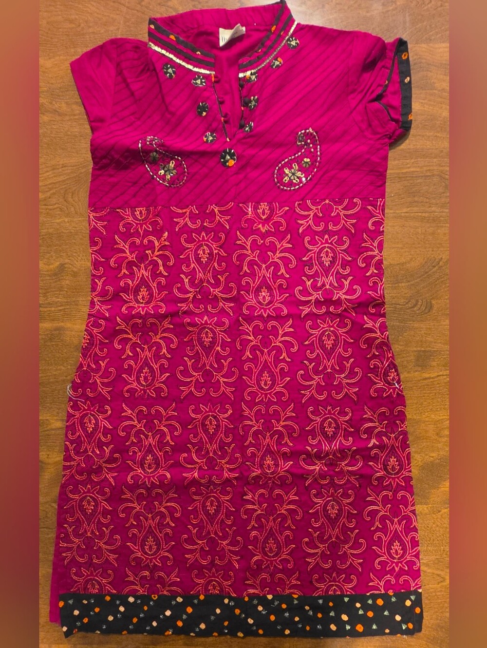 Womens Magenta Embroidered Kurta Dress